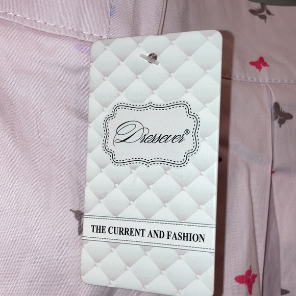 SUCREFAS Light Pink Floral Full Skirt Oriental Print Darted Knee Length NEW - Picture 5 of 11